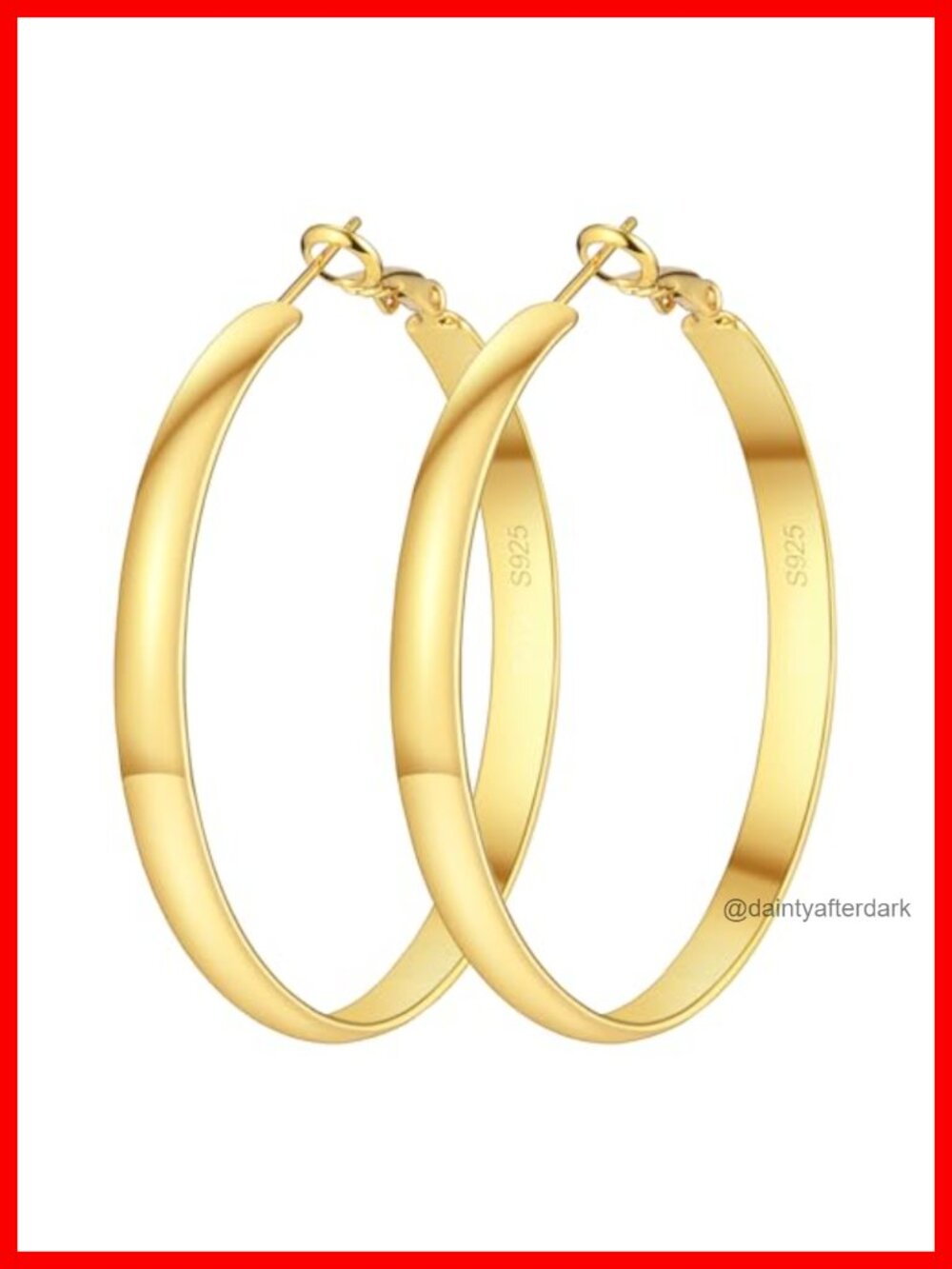 14K Gold Plated Flat Wide Hoop Earrings for Women Hypoallergenic Waterproof